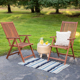 3.5' X 2.25' Blue  Cream and Black Striped Handloom Woven Outdoor Accent Throw Rug